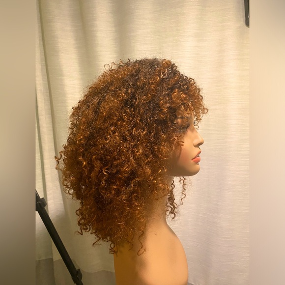 HAIR- full WIG -14 inches long and natural curly. Dark brown/copper highlights. - Picture 4 of 4